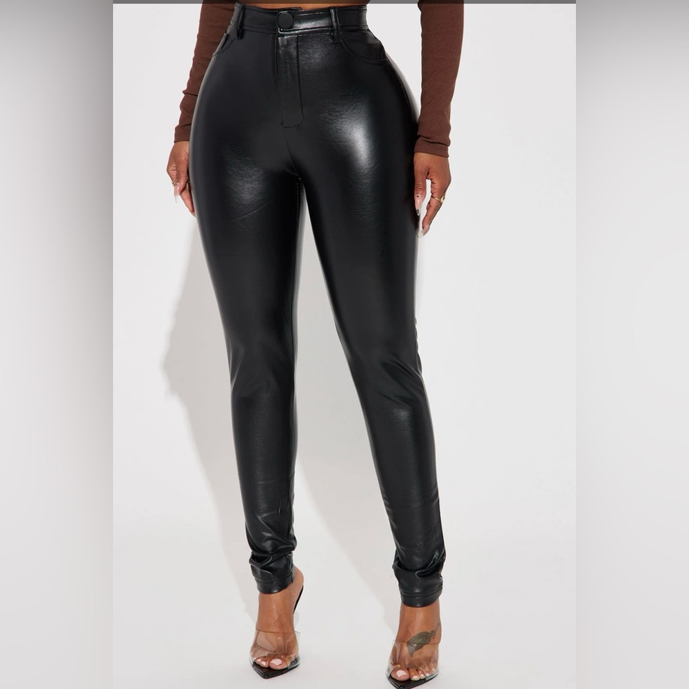 High waisted leather pants